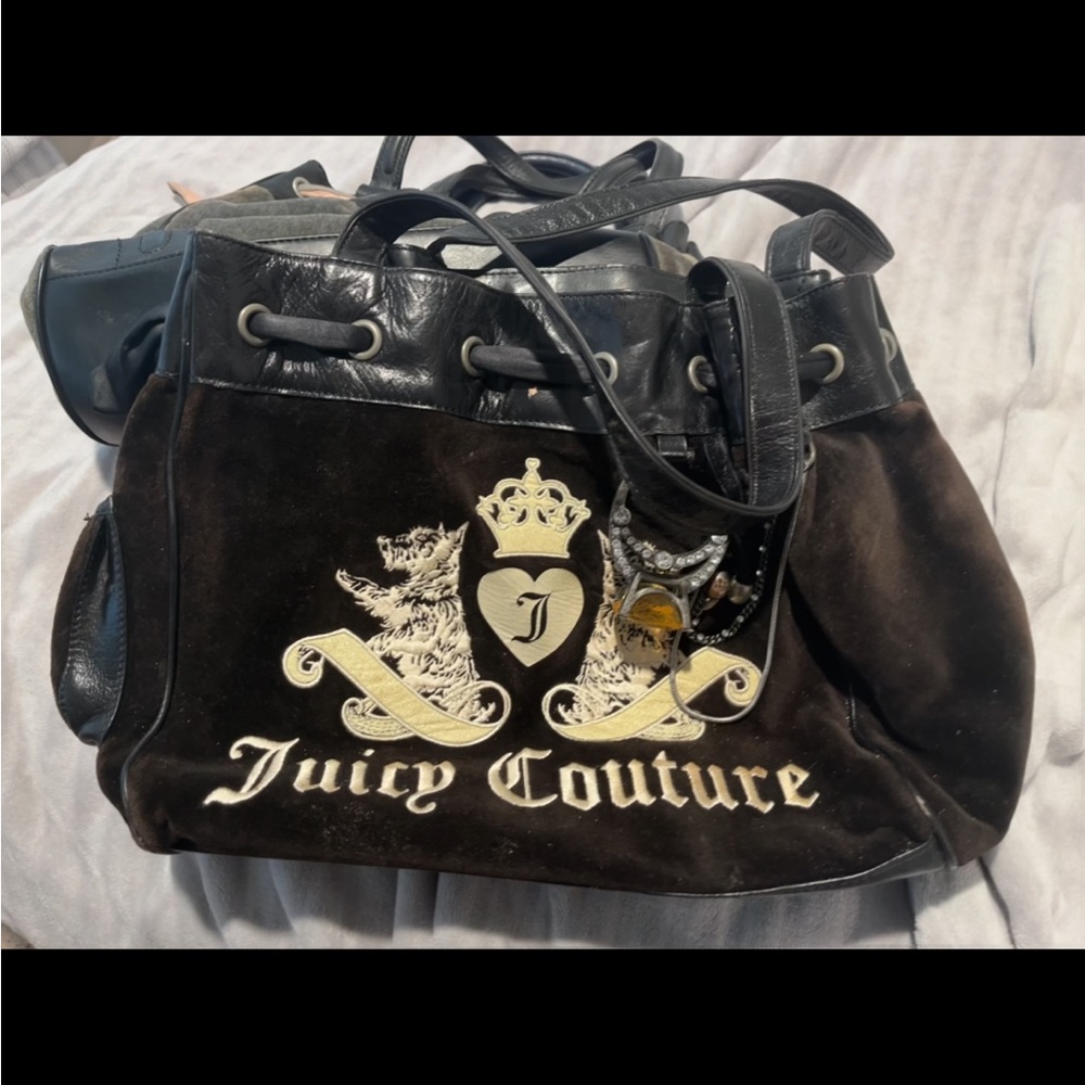 Juicy Couture Black and Brown Shoulder Bag
